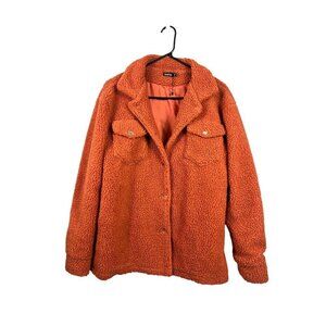 Boohoo Women's Orange Teddy Coat